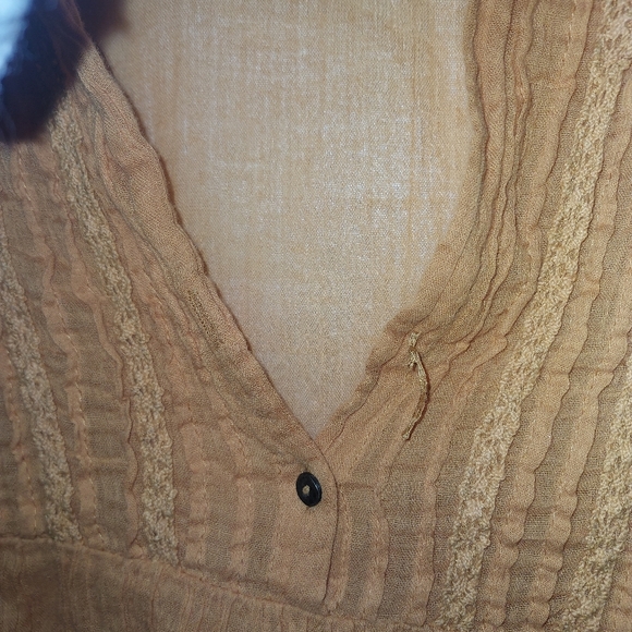 Free People Oversized Flowy Short Sleeve Blouse In Light Orange Small To Medium - Picture 5 of 5